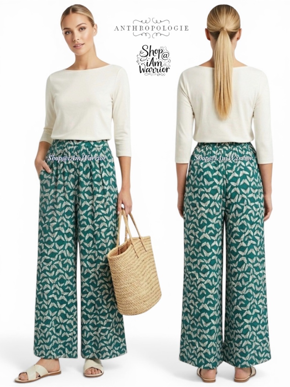 Anthropologie Maeve high waisted butterfly print wide leg pants *shop@iamwarrior